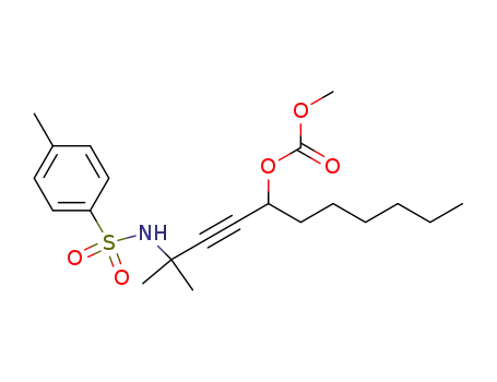 Carbonic acid, methyl
1-[3-methyl-3-[[(4-methylphenyl)sulfonyl]amino]-1-butynyl]heptyl ester