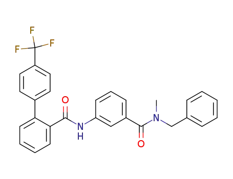 Molecular Structure of 389601-29-0 (N-phenylmethyl-N-methyl-3-(4'-trifluoromethylbiphenyl-2-carbonylamino)-benzoic acid amide)