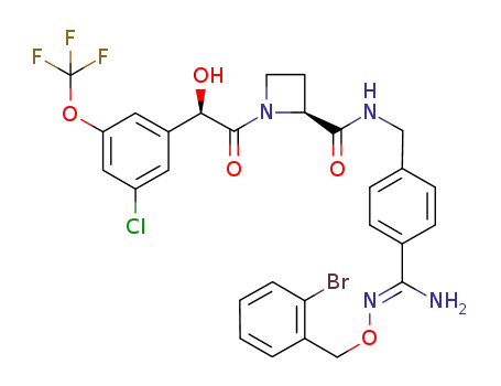 2-Azetidinecarboxamide,
N-[[4-[[[(2-bromophenyl)methoxy]amino]iminomethyl]phenyl]methyl]-1-[(
2R)-[3-chloro-5-(trifluoromethoxy)phenyl]hydroxyacetyl]-, (2S)-