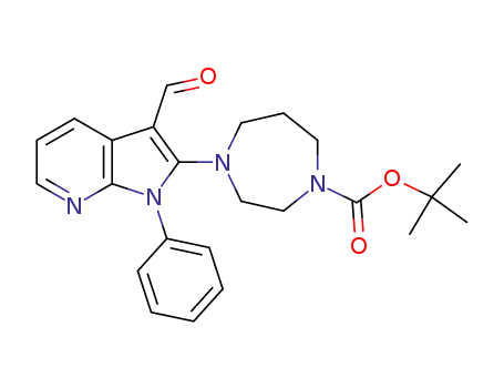 Molecular Structure of 847802-72-6 (4-(3-formyl-1-phenyl-1H-pyrrolo[2,3-b]pyridin-2-yl)-[1,4]diazepane-1-carboxylic acid tert-butyl ester)