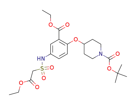 Molecular Structure of 337520-14-6 (ethyl N-[4-(1-t-butoxycarbonylpiperidin-4-yloxy)-3-ethoxycarbonylphenyl]sulfamoylacetate)