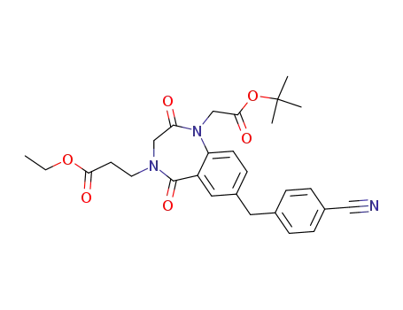 1-(carbo-t-butoxymethyl)-4-(2-carboethoxyethyl)-7-[(4-cyanophenyl)methyl]-3,4-dihydro-1H-1,4-benzodiazepine-2,5-dione