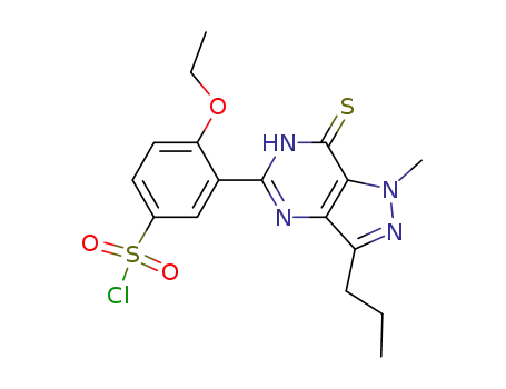 Molecular Structure of 479074-07-2 (3-(6,7-Dihydro-1-Methyl-3-propyl-7-thioxo-1H-pyrazolo[4,3-d]pyriMidin-5-yl)-4-ethoxy-benzenesulfonyl Chloride)