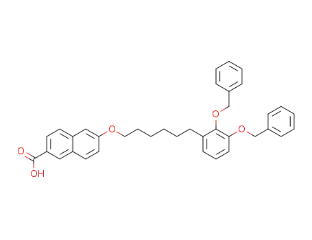 Molecular Structure of 134472-57-4 (6-[6-[2,3-bis(Phenylmethoxy)phenyl]hexyloxy]-2-naphthalene carboxylic acid)