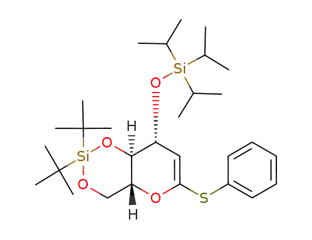 Molecular Structure of 844492-11-1 ((4aR,8R,8aR)-2,2-Di-tert-butyl-6-phenylsulfanyl-8-triisopropylsilanyloxy-4,4a,8,8a-tetrahydro-1,3,5-trioxa-2-sila-naphthalene)