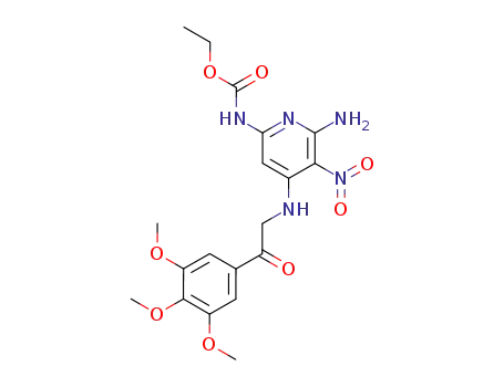 Molecular Structure of 82585-82-8 ({6-Amino-5-nitro-4-[2-oxo-2-(3,4,5-trimethoxy-phenyl)-ethylamino]-pyridin-2-yl}-carbamic acid ethyl ester)