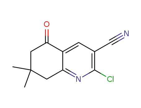 Molecular Structure of 344561-76-8 (2-chloro-7,7-dimethyl-5-oxo-5,6,7,8-tetrahydro-quinoline-3-carbonitrile)