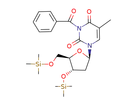Molecular Structure of 115351-22-9 (3',5'-bis-O-(trimethylsilyl)-N<sup>3</sup>-benzoylthymidine)