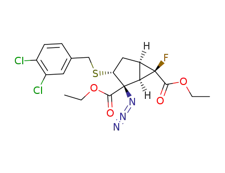 Bicyclo[3.1.0]hexane-2,6-dicarboxylic acid,
2-azido-3-[[(3,4-dichlorophenyl)methyl]thio]-6-fluoro-, diethyl ester,
(1R,2S,3R,5R,6R)-