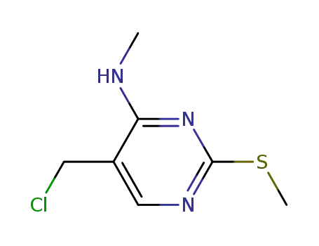 Molecular Structure of 686759-47-7 (4-Pyrimidinamine, 5-(chloromethyl)-N-methyl-2-(methylthio)-)