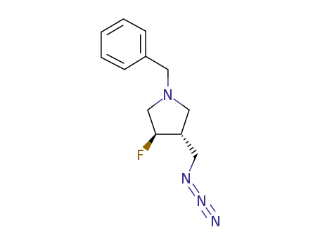 Molecular Structure of 604798-58-5 (Pyrrolidine, 3-(azidomethyl)-4-fluoro-1-(phenylmethyl)-, (3R,4R)-)