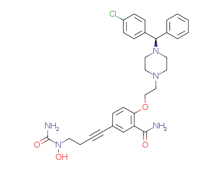 Molecular Structure of 299460-62-1 (5-[4-(N-Carbamoyl-N-hydroxyamino)-1-butynyl]-2-[2-[4-[1(R)-(4-chlorophenyl)-1-phenylmethyl]piperazin-1-yl]ethoxy]benzamide)