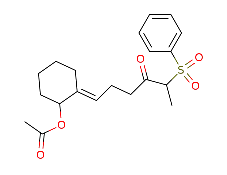 (E)-2-acetoxy<(4-(benzenesulfonyl)-3-oxopentyl)methylidene>cyclohexane