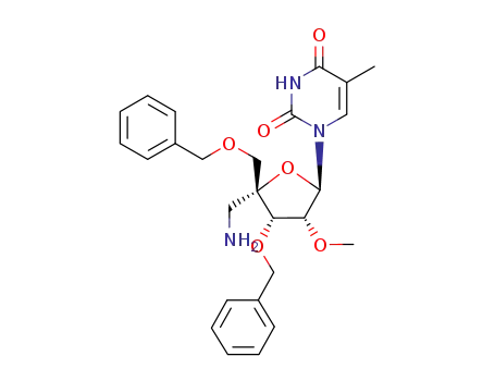 1-{5-amino-3-O-benzyl-4-C-[(benzyloxy)methyl]-5-deoxy-2-O-methyl-α-L-lyxofuranosyl}thymine