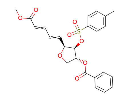 Molecular Structure of 116511-49-0 (Benzoic acid (3R,4R,5S)-5-((1E,3E)-4-methoxycarbonyl-buta-1,3-dienyl)-4-(toluene-4-sulfonyloxy)-tetrahydro-furan-3-yl ester)