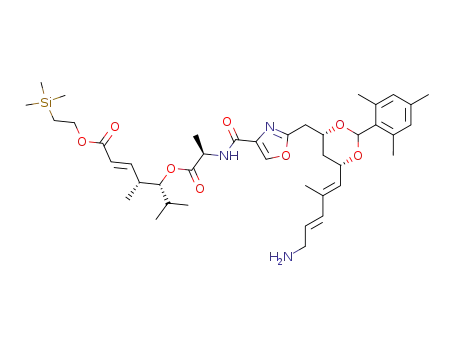 (E)-(4R,5R)-5-[(R)-2-({2-[(4R,6S)-6-((1E,3E)-5-Amino-2-methyl-penta-1,3-dienyl)-2-(2,4,6-trimethyl-phenyl)-[1,3]dioxan-4-ylmethyl]-oxazole-4-carbonyl}-amino)-propionyloxy]-4,6-dimethyl-hept-2-enoic acid 2-trimethylsilanyl-ethyl ester