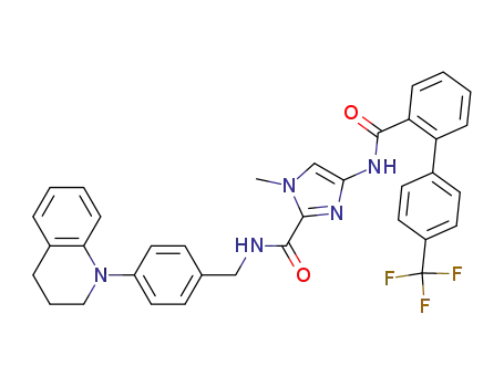Molecular Structure of 486434-76-8 (N-[4-(3,4-dihydro-2H-quinolin-1-yl)-phenylmethyl]-4-(4'-trifluoromethylbiphenyl-2-carbonylamino)-1-methyl-imidazol-2-carboxylic acid amide)