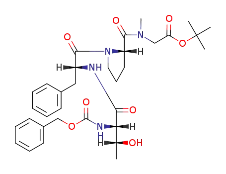 Molecular Structure of 158629-41-5 (N-(benzyloxycarbonyl)threonyl-D-phenylalaninylprolylsarcosine tert-butyl ester)