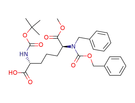 (2R,6S)-6-(N-benzyl-N-benzyloxycarbonyl)amino-2-(N-tert-butoxycarbonyl)amino-7-methoxycarbonylheptanoic acid