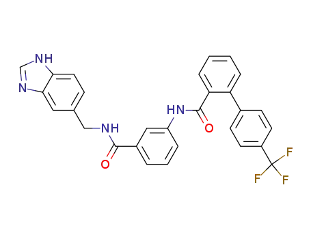Molecular Structure of 389601-65-4 (N-(1H-Benzimidazol-5-ylmethyl)-3-(4'-trifluoromethylbiphenyl-2-carbonylamino)-benzoic acid amide)