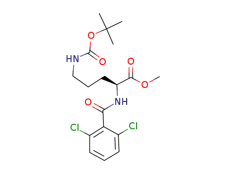 Molecular Structure of 323206-47-9 ((2S)-2-((2,6-dichlorophenyl)carbonylamino)-5-((tert-butoxy)carbonylamino)valeric acid methyl ester)