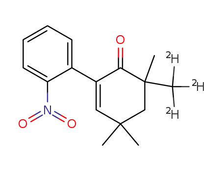 Molecular Structure of 620943-78-4 (6-(trideuteriomethyl)-4,4,6-trimethyl-2-(o-nitrophenyl)cyclohex-2-en-1-one)