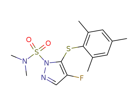 Molecular Structure of 143535-41-5 (1H-Pyrazole-1-sulfonamide,
4-fluoro-N,N-dimethyl-5-[(2,4,6-trimethylphenyl)thio]-)