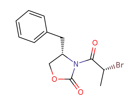 Molecular Structure of 114341-80-9 ((S)-4-Benzyl-3-((R)-2-bromo-propionyl)-oxazolidin-2-one)