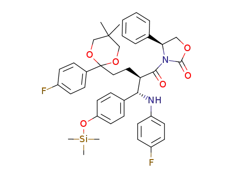 3-{(2R,3S)-3-[(4-fluorophenyl)amino]-2-[2-(4-fluorophenyl)-5,5-dimethyl-1,3-dioxan-2-yl]-3-[4-(trimethylsilanyloxy)phenyl]propanoyl}-(4S)-4-phenyl-1,3-oxazolidin-2-one.