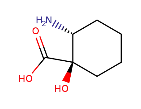 Molecular Structure of 608520-00-9 (Cyclohexanecarboxylic acid, 2-amino-1-hydroxy-, (1R,2R)-rel- (9CI))
