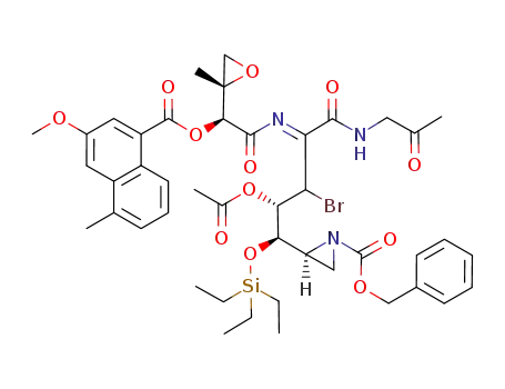(S)-2-[(1R,2S)-2-Acetoxy-3-bromo-4-[(Z)-(S)-2-(3-methoxy-5-methyl-naphthalene-1-carbonyloxy)-2-((S)-2-methyl-oxiranyl)-acetylimino]-4-(2-oxo-propylcarbamoyl)-1-triethylsilanyloxy-butyl]-aziridine-1-carboxylic acid benzyl ester