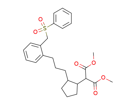 Molecular Structure of 113811-93-1 (Propanedioic acid,
[2-[3-[2-[(phenylsulfonyl)methyl]phenyl]propyl]cyclopentyl]-, dimethyl
ester, trans-)