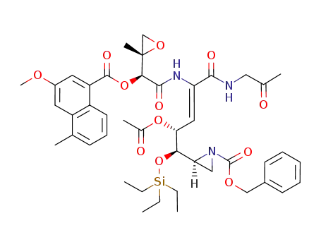 (S)-2-[(Z)-(1R,2R)-2-Acetoxy-4-[(S)-2-(3-methoxy-5-methyl-naphthalene-1-carbonyloxy)-2-((S)-2-methyl-oxiranyl)-acetylamino]-4-(2-oxo-propylcarbamoyl)-1-triethylsilanyloxy-but-3-enyl]-aziridine-1-carboxylic acid benzyl ester