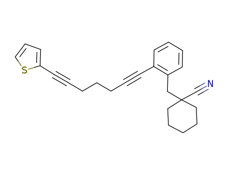 Cyclohexanecarbonitrile,  1-[[2-[7-(2-thienyl)-1,6-heptadiyn-1-yl]phenyl]methyl]-