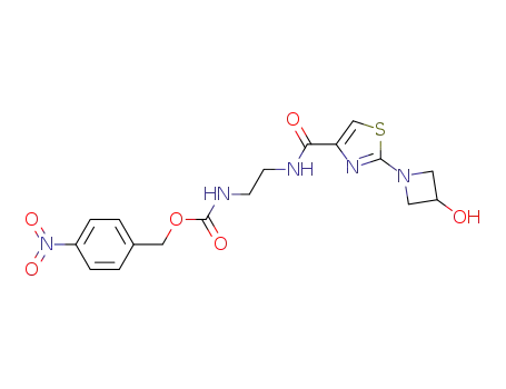 Molecular Structure of 429671-95-4 (Carbamic acid,
[2-[[[2-(3-hydroxy-1-azetidinyl)-4-thiazolyl]carbonyl]amino]ethyl]-,
(4-nitrophenyl)methyl ester)