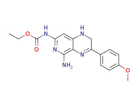 Molecular Structure of 82586-00-3 (Carbamic acid, (5-amino-1,2-dihydro-3-(4-methoxyphenyl)pyrido(3,4-b)py razin-7-yl)-, ethyl ester)