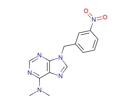 Molecular Structure of 7008-56-2 (N,N-dimethyl-9-(3-nitrobenzyl)-9H-purin-6-amine)