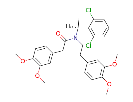 Molecular Structure of 121443-91-2 ((S)-N-<1-(2,6-Dichlorophenyl)ethyl>-N-<2-(3,4-dimethoxyphenyl)ethyl>(3,4-dimethoxyphenyl)acetamide)