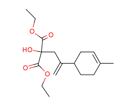 Molecular Structure of 73961-91-8 (Propanedioic acid, hydroxy[2-(4-methyl-3-cyclohexen-1-yl)-2-propenyl]-,
diethyl ester)