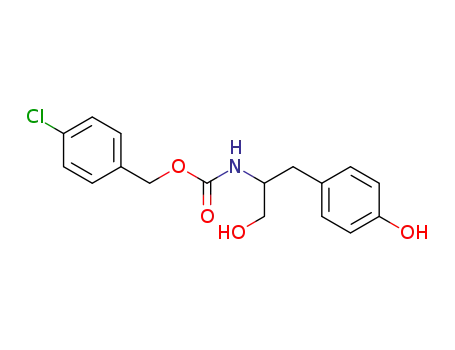 Molecular Structure of 60142-73-6 (Carbamic acid, [2-hydroxy-1-[(4-hydroxyphenyl)methyl]ethyl]-,
(4-chlorophenyl)methyl ester)