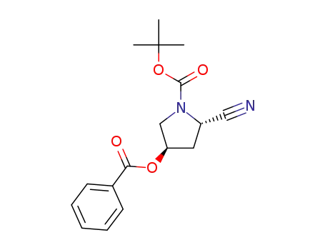 Molecular Structure of 1000616-48-7 (tert-butyl (2S,4R)-2-cyano-4-benzoyloxypyrrolidine-1-carboxylate)