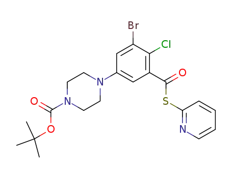 Molecular Structure of 172732-38-6 (1-(t-butoxycarbonyl)-4-[3-bromo-4-chloro-5-(2-pyridylthio)carbonyl]phenylpiperazine)