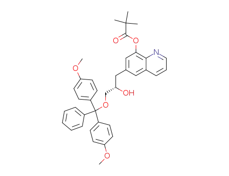 Molecular Structure of 834906-36-4 (2,2-Dimethyl-propionic acid 6-{(S)-3-[bis-(4-methoxy-phenyl)-phenyl-methoxy]-2-hydroxy-propyl}-quinolin-8-yl ester)