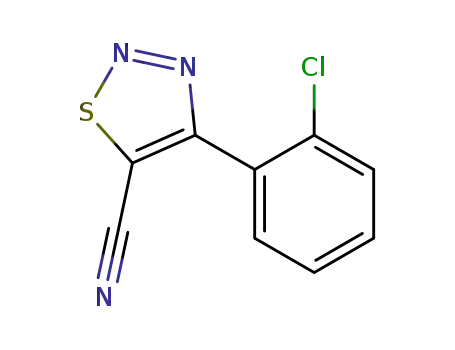 Molecular Structure of 265326-54-3 (4-(2-Chlorophenyl)-1,2,3-thiadiazole-5-carbonitrile)