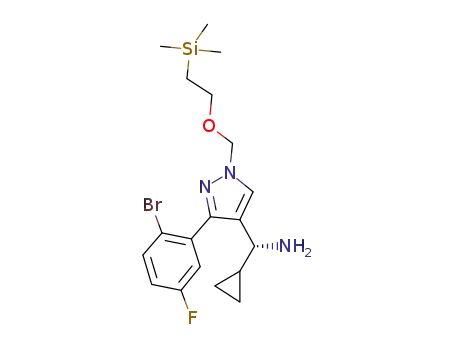 (R)-(3-(2-bromo-5-fluorophenyl)-1-((2-(trimethylsilyl)ethoxy)-methyl)-1H-pyrazol-4-yl)(cyclopropyl)methanamine
