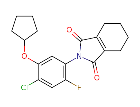 Molecular Structure of 141772-53-4 (1H-Isoindole-1,3(2H)-dione,
2-[4-chloro-5-(cyclopentyloxy)-2-fluorophenyl]-4,5,6,7-tetrahydro-)