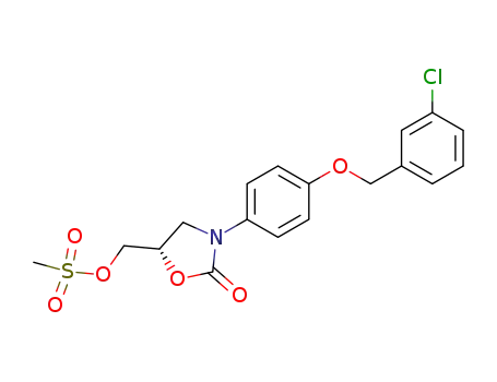 Molecular Structure of 89201-81-0 (2-Oxazolidinone,
3-[4-[(3-chlorophenyl)methoxy]phenyl]-5-[[(methylsulfonyl)oxy]methyl]-,
(S)-)