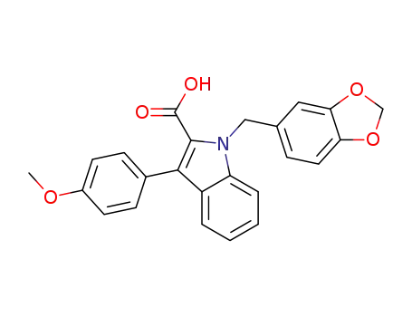 Molecular Structure of 158072-70-9 (1H-Indole-2-carboxylic acid,
1-(1,3-benzodioxol-5-ylmethyl)-3-(4-methoxyphenyl)-)