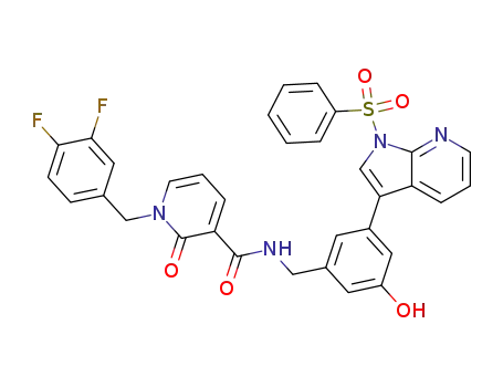 1-(3,4-difluorobenzyl)-N-(3-hydroxy-5-(1-(phenylsulfonyl)-1H-pyrrolo[2,3-b]pyridin-3-yl)benzyl)-2-oxo-1,2-dihydropyridine-3-carboxamide