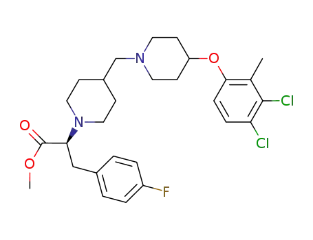 Molecular Structure of 921204-93-5 ((αS)-methyl 4-[[4-(3,4-dichlorophenoxy)-1-piperidinyl]methyl]-α-((4-fluorophenyl)methyl)-1-piperidineacetate)